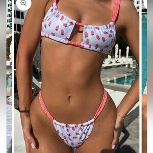 NTW strawberry milk mob straw baby bikini set new